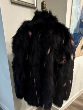 Vintage Denver Fur Boutique Authentic Fox Fur Coat Black Pink Size M